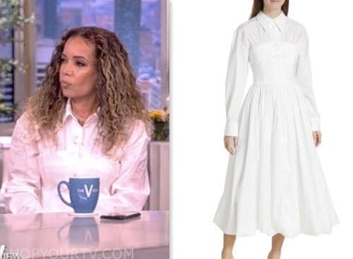the view, sunny hostin, white corset shirt dress