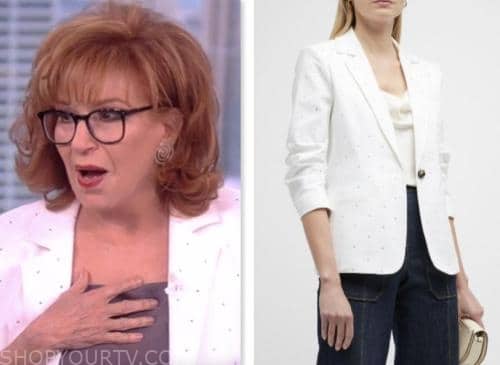 the view, joy behar, white rhinestone embellished blazer