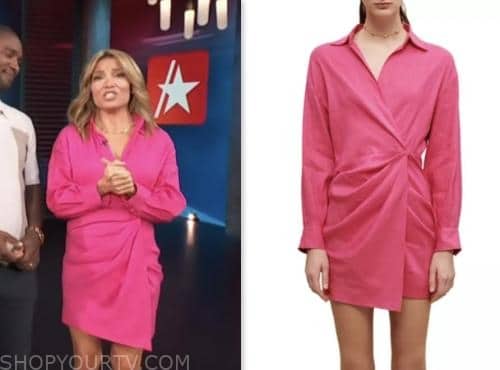 Access Hollywood: May 2023 Kit Hoover's Pink Wrap Mini Dress | Shop Your TV