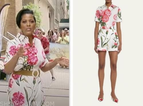tamron hall show, tamron hall, white and pink floral romper