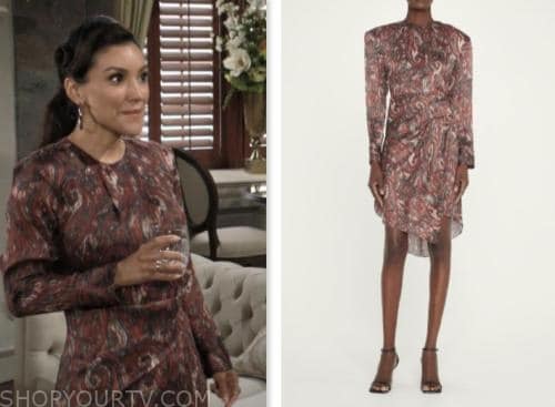 Zuleyka Silver, audra charles, red paisley dress, the young and the restless