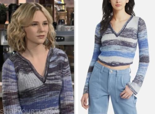 lucy romalotti, the young and the restless, blue crop sweater, Lily Brooks O'Briant