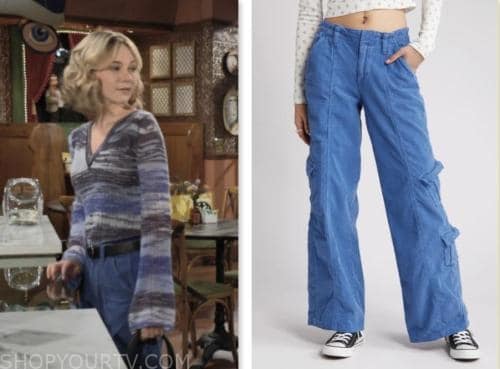 Lily Brooks O'Briant, lucy romalotti, the young and the restless, blue cargo pants