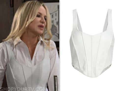 sharon newman, sharon case, the young and the restless, white corset top