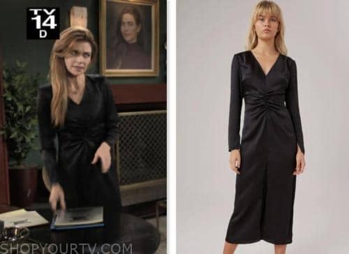 victoria newman, amelia heinle, the young and the restless, black satin dress