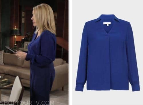 nikki newman, melody thomas scott, blue blouse, the young and the restless