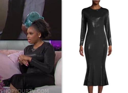 the jennifer hudson show, jennifer hudson, black metallic midi dress