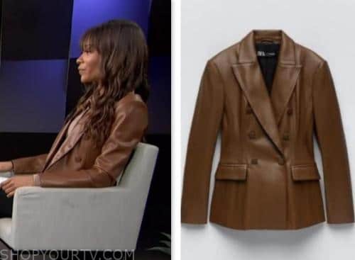 zuri hall, access hollywood, brown leather blazer