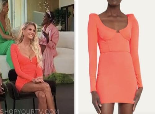 emma hernan, E! news, orange coral long sleeve mini dress