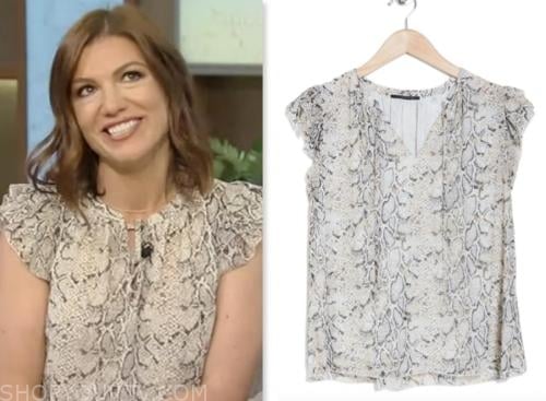 Katherine Legge, tamron hall show, snakeskin flutter sleeve top