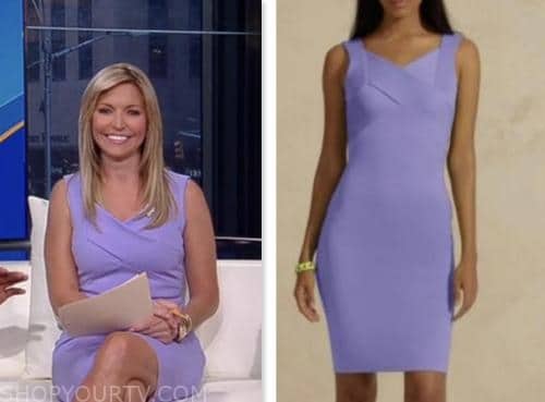 ainsley earhardt, fox and friends, fox news fashion, purple sheath dress