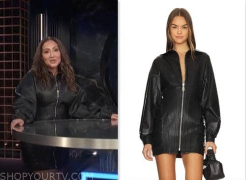 adrienne bailon houghton, black leather dress, E! news