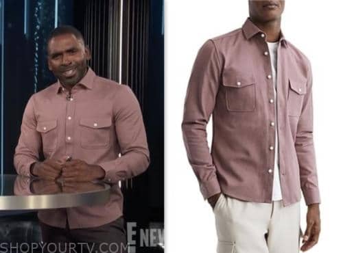 justin sylvester, pink textured shirt, E! news