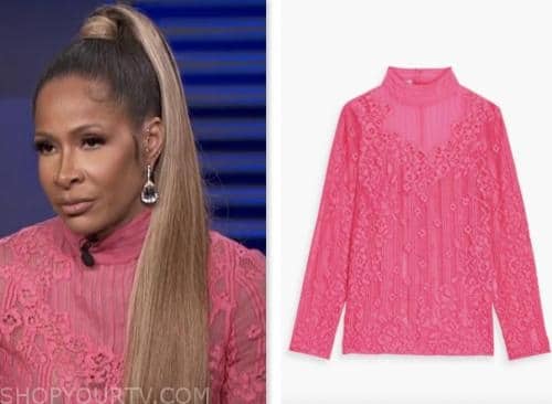Shereé Whitfield, E! news, pink lace blouse