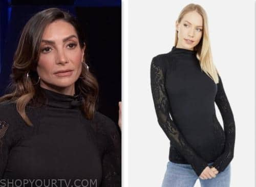 E! news, courtney lopez, black lace turtleneck top