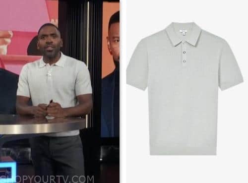 justin sylvester, sage green textured polo shirt, E! news