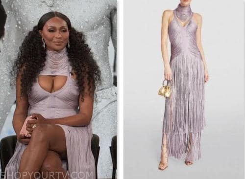 cynthia bailey, purple fringe dress, E! news