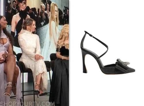 E! news, black embellished heels, andrea lavinthal