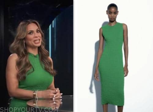 carolina bermudez, green textured knit midi dress, E! news