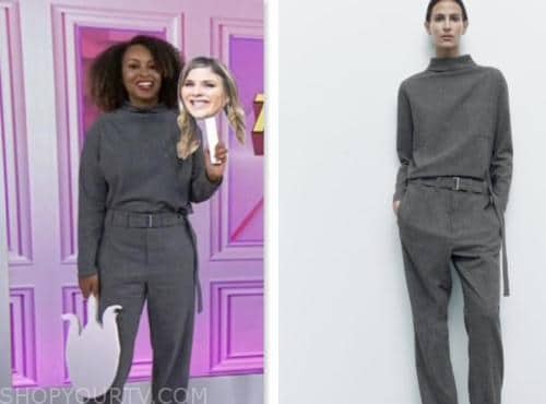Talia Parkinson-Jones, the today show, grey sweater and grey wool pants jumpsuit, hoda and jenna