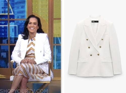 linsey davis, good morning america, white double breasted blazer