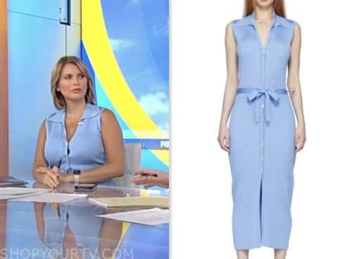 ashley strohmier, fox and friends, blue ribbed knit dress