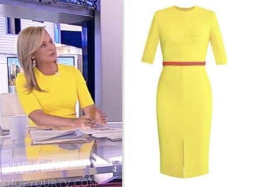 sandra smith, yellow sheath dress, fox news fashion, america reports