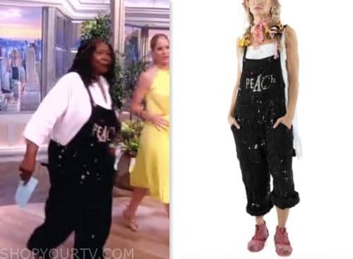 the view, whoopi goldberg, black peace overalls