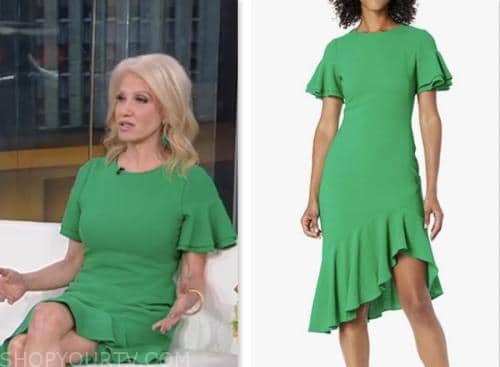 kellyanne conway, outnumbered, green dress, fox news fashion