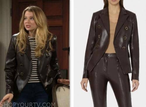 summer newman, allison lanier, the young and the restless, brown leather blazer