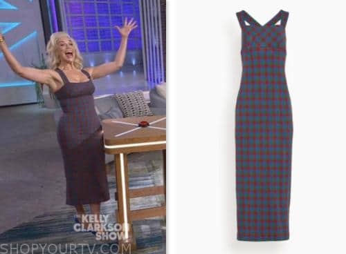 Hannah Waddingham, the kelly clarkson show, plaid midi dress