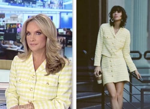 dana perino, america's newsroom, fox news fashion, yellow gingham jacket