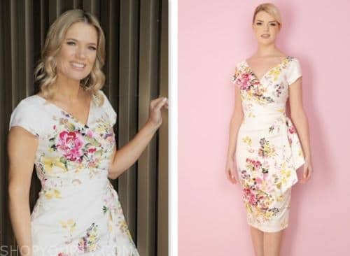 charlotte hawkins, good morning britain, white floral pencil dress