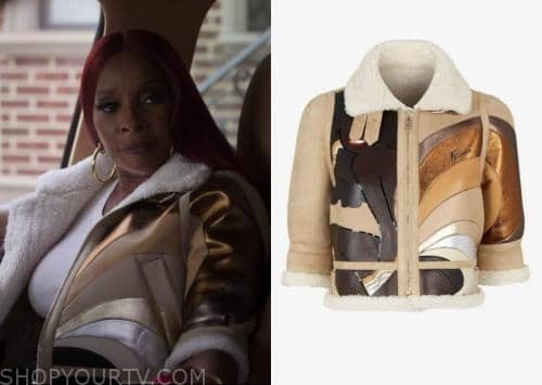 Monet Power Book II Ghost Mary J. Blige Shearling Leather Jacket