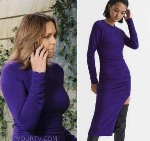 Nicole's blue mock neck dress on Days of our Lives