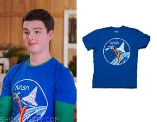 Young Sheldon: Season 6 Episode 20 Sheldon's Blue NASA Shirt | Shop Your TV