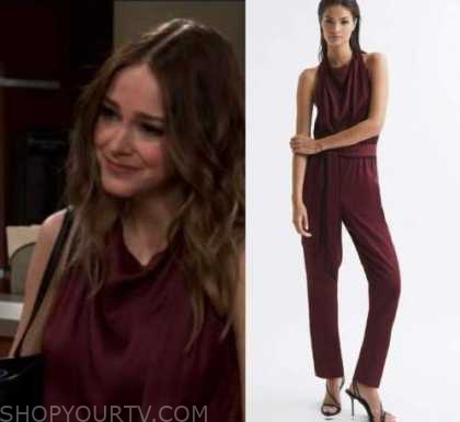 Days Of Our Lives: May 2023 Stephanie's Burgundy Cowl Neck Jumpsuit ...