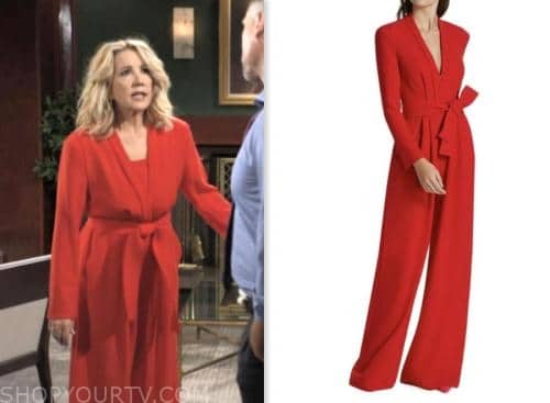 nikki newman, melody thomas scott, the young and the restless, red jumpsuit