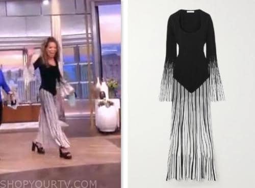 the view, sunny hostin, black and white striped knit dress
