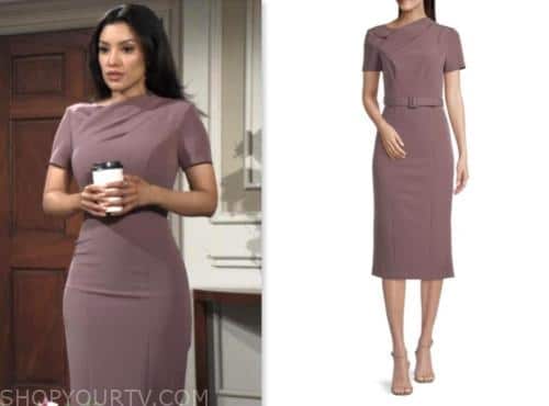 Zuleyka Silver, audra charles, mauve sheath dress, the young and the restless