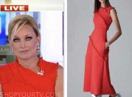 red ruffle trim dress, fox news fashion, america reports, sandra smith