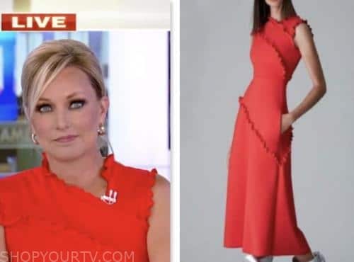red ruffle trim dress, fox news fashion, america reports, sandra smith