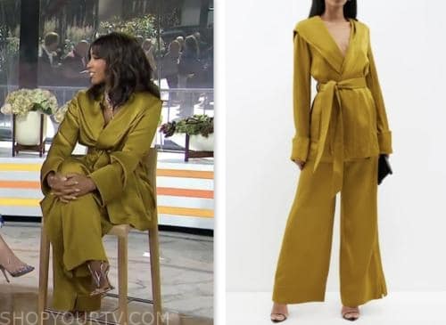kelly rowland, the today show, gold satin hooded jacket and pants