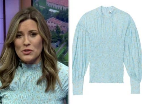 Erin McLaughlin, nbc news daily, blue floral smocked top