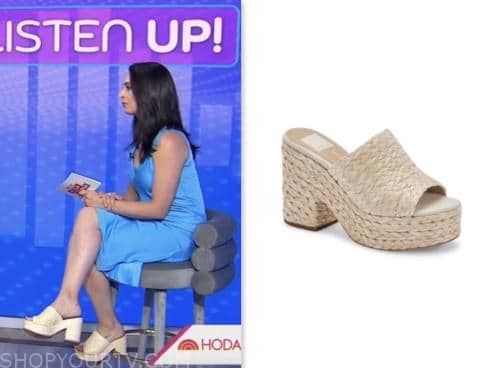 HOLLY PALMIERI, the today show, beige braided sandals heels