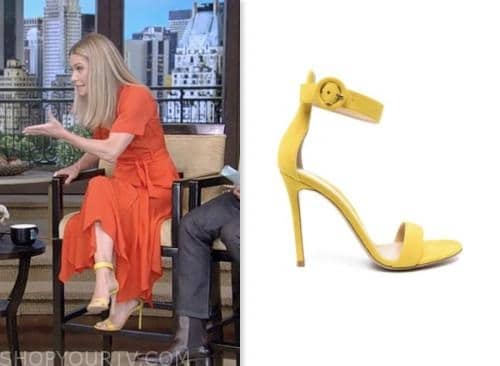 kelly ripa, yellow sandals, live with kelly and mark