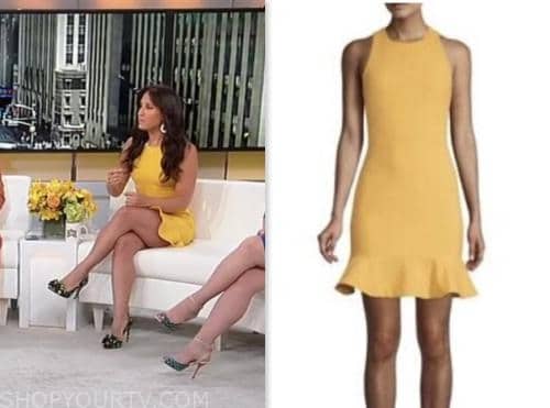 emily compagno, fox news fashion, outnumbered ,yellow ruffle hem dress