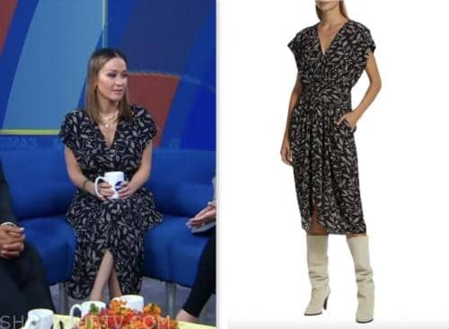 good morning america, gma3, black printed midi dress, eva pilgrim