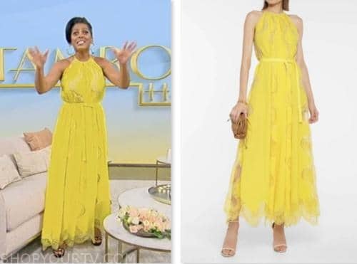 tamron hall show, tamron hall, yellow halter maxi dress