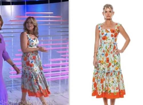 jenna bush hager, the today show, hoda and jenna, blue and red floral midi dress